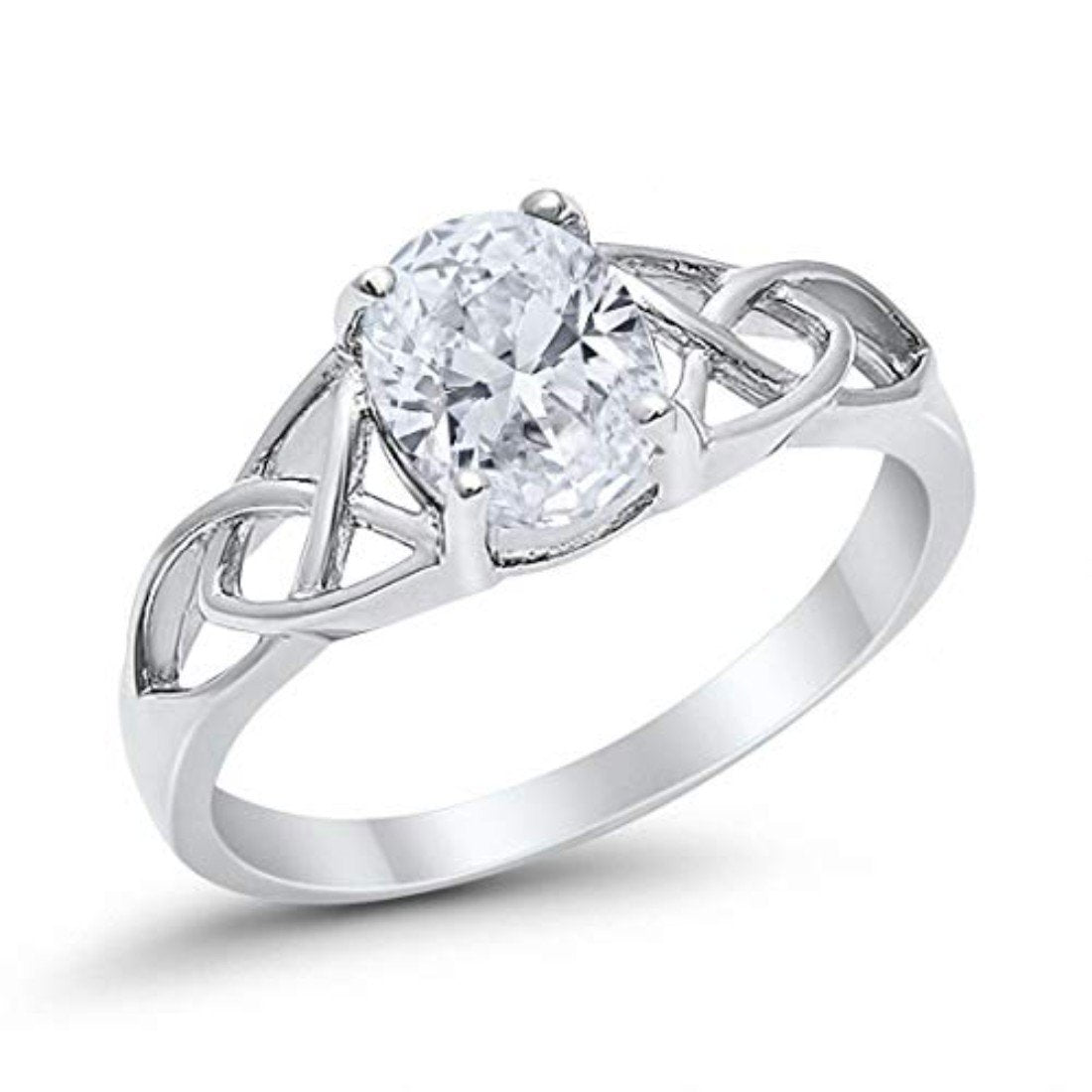 Art Deco Wedding Bridal Ring Simulated Cubic Zirconia 925 Sterling Silver