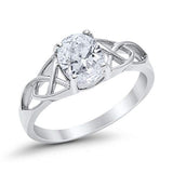 Art Deco Wedding Bridal Ring Simulated Cubic Zirconia 925 Sterling Silver