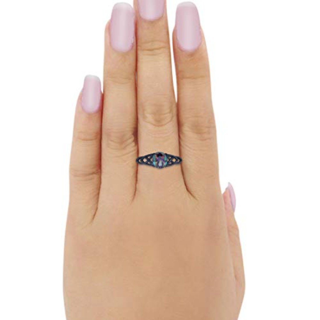 Art Deco Wedding Bridal Ring Simulated Cubic Zirconia 925 Sterling Silver