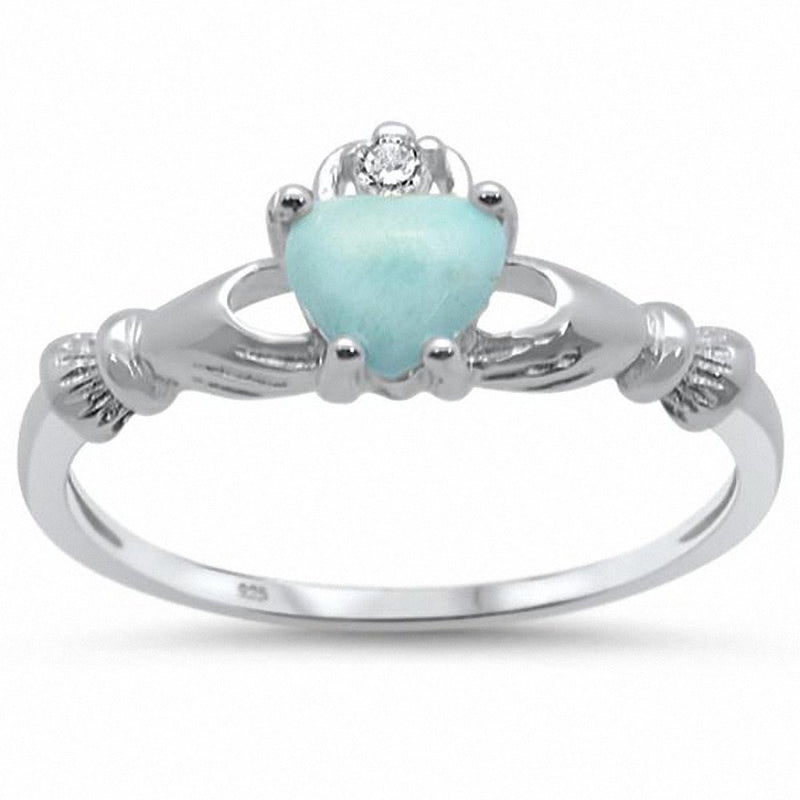 Irish Claddagh Heart Promise Ring Simulated Round CZ Yellow Tone 925 Sterling Silver
