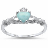 Irish Claddagh Heart Promise Ring Simulated Round CZ Yellow Tone 925 Sterling Silver