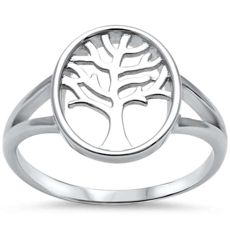 Split Shank Tree of Life Ring Band 925 Sterling Silver Plain Simple - Blue Apple Jewelry