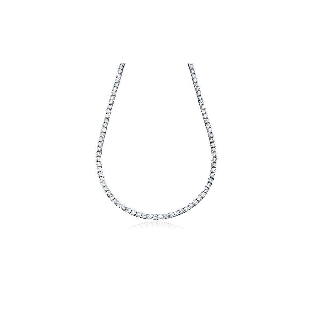 2.5MM CZ Tennis Necklaces .925 Sterling Silver Length "17 to 24" Inches