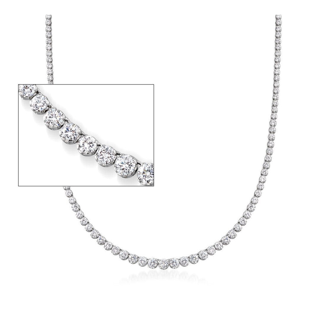 2MM CZ Tennis Necklaces .925 Sterling Silver Length "17" Inches