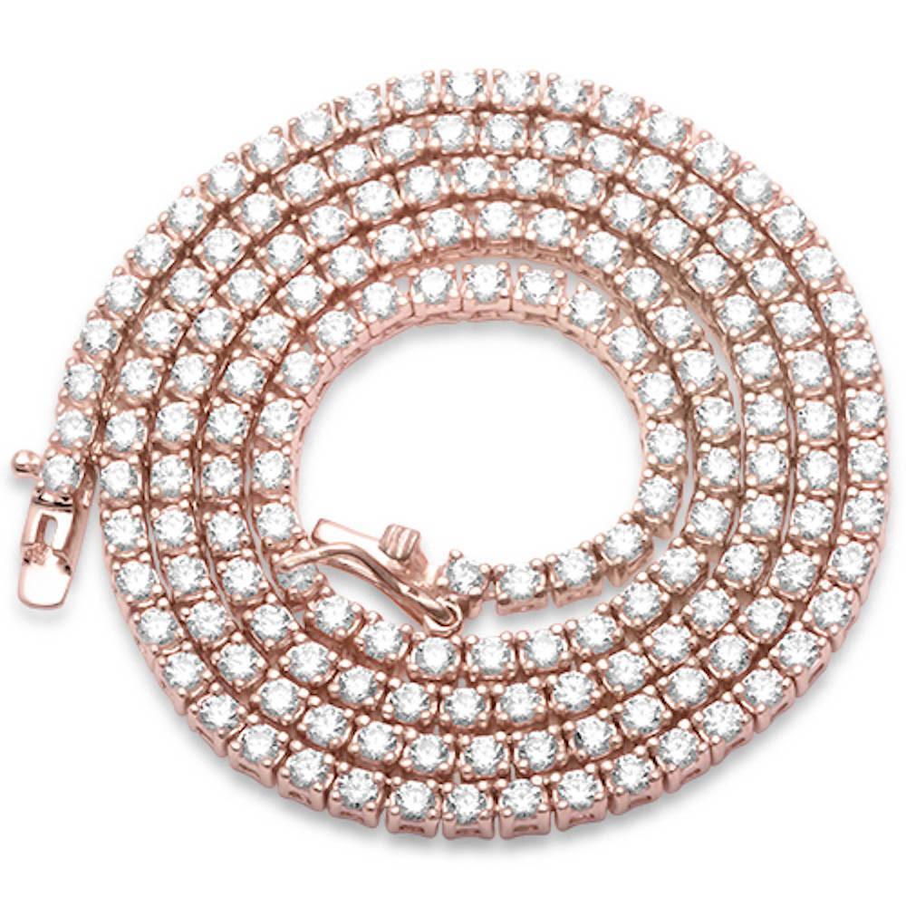 2.5MM CZ Tennis Necklaces .925 Sterling Silver Length "17 to 24" Inches