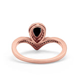 Teardrop V Midi Ring Pear Round Simulated Cubic Zirconia 925 Sterling Silver