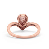 Teardrop V Midi Ring Pear Round Simulated Cubic Zirconia 925 Sterling Silver