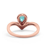 Teardrop V Midi Ring Pear Round Simulated Cubic Zirconia 925 Sterling Silver