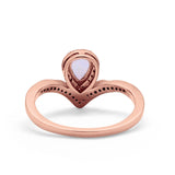 Teardrop V Midi Ring Pear Round Simulated Cubic Zirconia 925 Sterling Silver