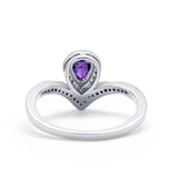 Teardrop V Midi Ring Pear Round Simulated Cubic Zirconia 925 Sterling Silver