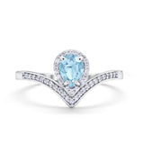 Teardrop V Midi Ring Pear Round Simulated Cubic Zirconia 925 Sterling Silver