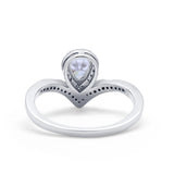 Teardrop V Midi Ring Pear Round Simulated Cubic Zirconia 925 Sterling Silver