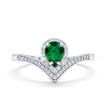 Teardrop V Midi Ring Pear Round Simulated Cubic Zirconia 925 Sterling Silver