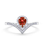 Teardrop V Midi Ring Pear Round Simulated Cubic Zirconia 925 Sterling Silver