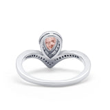 Teardrop V Midi Ring Pear Round Simulated Cubic Zirconia 925 Sterling Silver