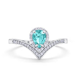 Teardrop V Midi Ring Pear Round Simulated Cubic Zirconia 925 Sterling Silver