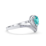 Teardrop V Midi Ring Pear Round Simulated Cubic Zirconia 925 Sterling Silver