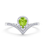 Teardrop V Midi Ring Pear Round Simulated Cubic Zirconia 925 Sterling Silver