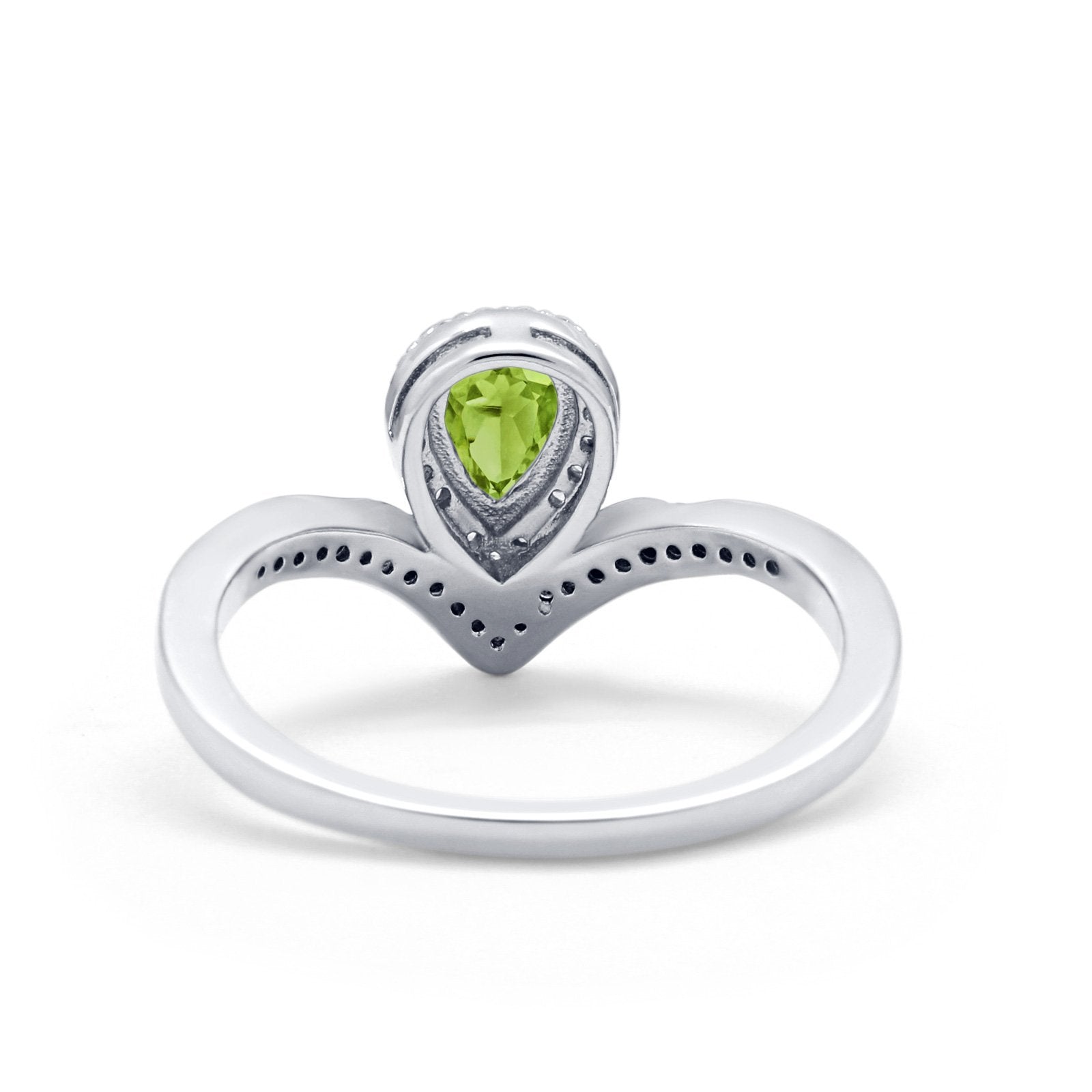 Teardrop V Midi Ring Pear Round Simulated Cubic Zirconia 925 Sterling Silver