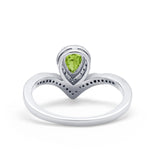 Teardrop V Midi Ring Pear Round Simulated Cubic Zirconia 925 Sterling Silver