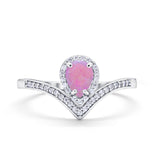 Teardrop V Midi Ring Pear Round Simulated Cubic Zirconia 925 Sterling Silver