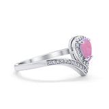 Teardrop V Midi Ring Pear Round Simulated Cubic Zirconia 925 Sterling Silver