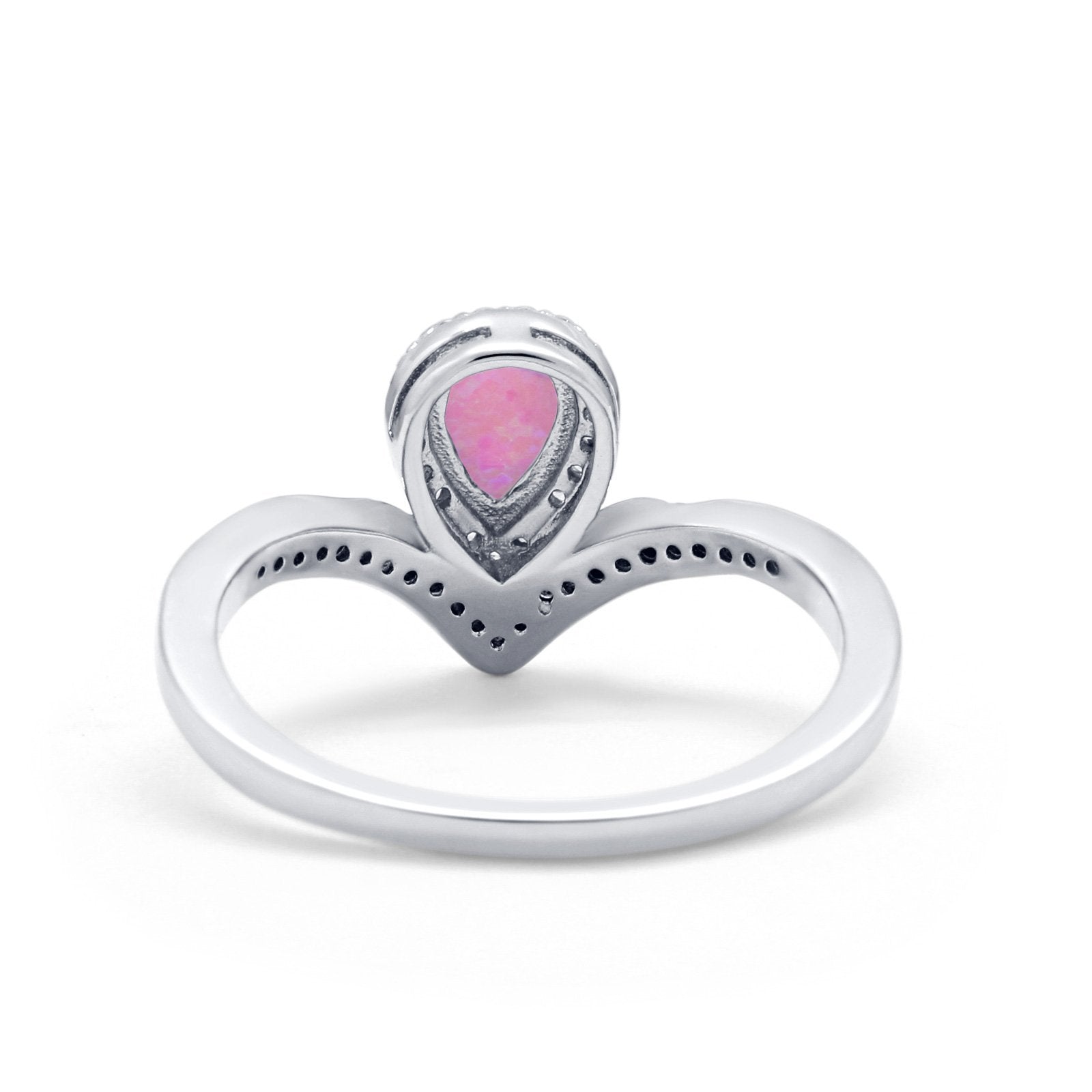 Teardrop V Midi Ring Pear Round Simulated Cubic Zirconia 925 Sterling Silver