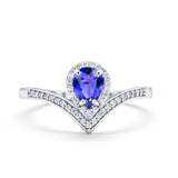 Teardrop V Midi Ring Pear Round Simulated Cubic Zirconia 925 Sterling Silver