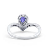 Teardrop V Midi Ring Pear Round Simulated Cubic Zirconia 925 Sterling Silver