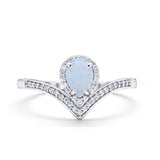 Teardrop V Midi Ring Pear Round Simulated Cubic Zirconia 925 Sterling Silver