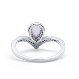 Teardrop V Midi Ring Pear Round Simulated Cubic Zirconia 925 Sterling Silver