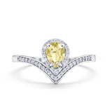Teardrop V Midi Ring Pear Round Simulated Cubic Zirconia 925 Sterling Silver