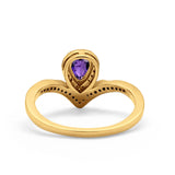 Teardrop V Midi Ring Pear Round Simulated Cubic Zirconia 925 Sterling Silver