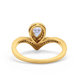 Teardrop V Midi Ring Pear Round Simulated Cubic Zirconia 925 Sterling Silver