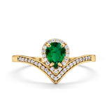 Teardrop V Midi Ring Pear Round Simulated Cubic Zirconia 925 Sterling Silver