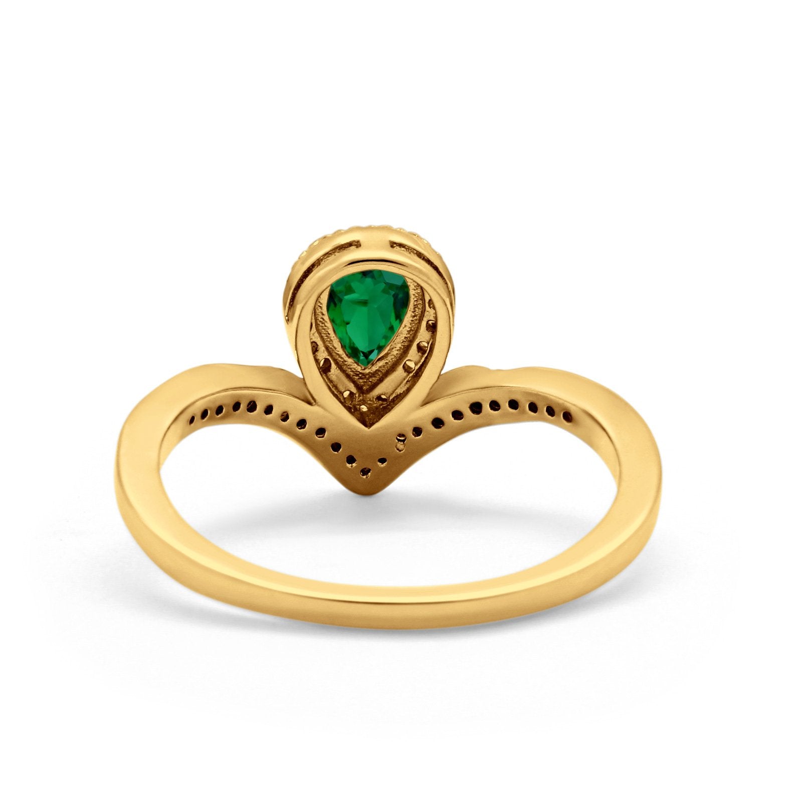 Teardrop V Midi Ring Pear Round Simulated Cubic Zirconia 925 Sterling Silver