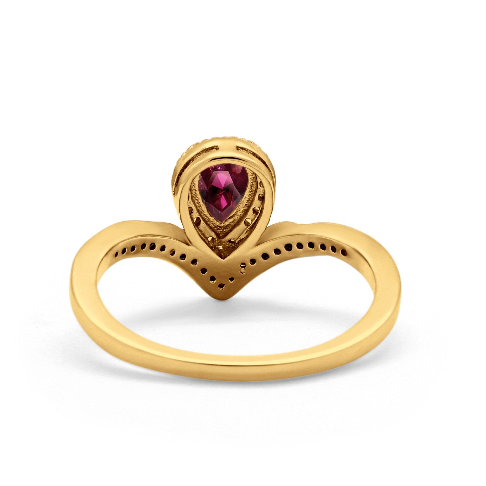 Teardrop V Midi Ring Pear Round Simulated Cubic Zirconia 925 Sterling Silver