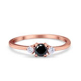 Three Stone Engagement Ring Round Simulated Cubic Zirconia 925 Sterling Silver