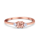 Three Stone Engagement Ring Round Simulated Cubic Zirconia 925 Sterling Silver