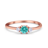 Three Stone Engagement Ring Round Simulated Cubic Zirconia 925 Sterling Silver