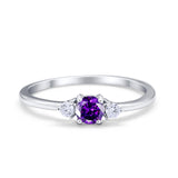 Three Stone Engagement Ring Round Simulated Cubic Zirconia 925 Sterling Silver