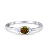 Three Stone Engagement Ring Round Simulated Cubic Zirconia 925 Sterling Silver