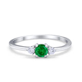 Three Stone Engagement Ring Round Simulated Cubic Zirconia 925 Sterling Silver