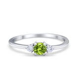 Three Stone Engagement Ring Round Simulated Cubic Zirconia 925 Sterling Silver