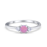 Three Stone Engagement Ring Round Simulated Cubic Zirconia 925 Sterling Silver