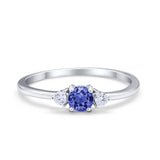 Three Stone Engagement Ring Round Simulated Cubic Zirconia 925 Sterling Silver