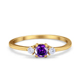 Three Stone Engagement Ring Round Simulated Cubic Zirconia 925 Sterling Silver