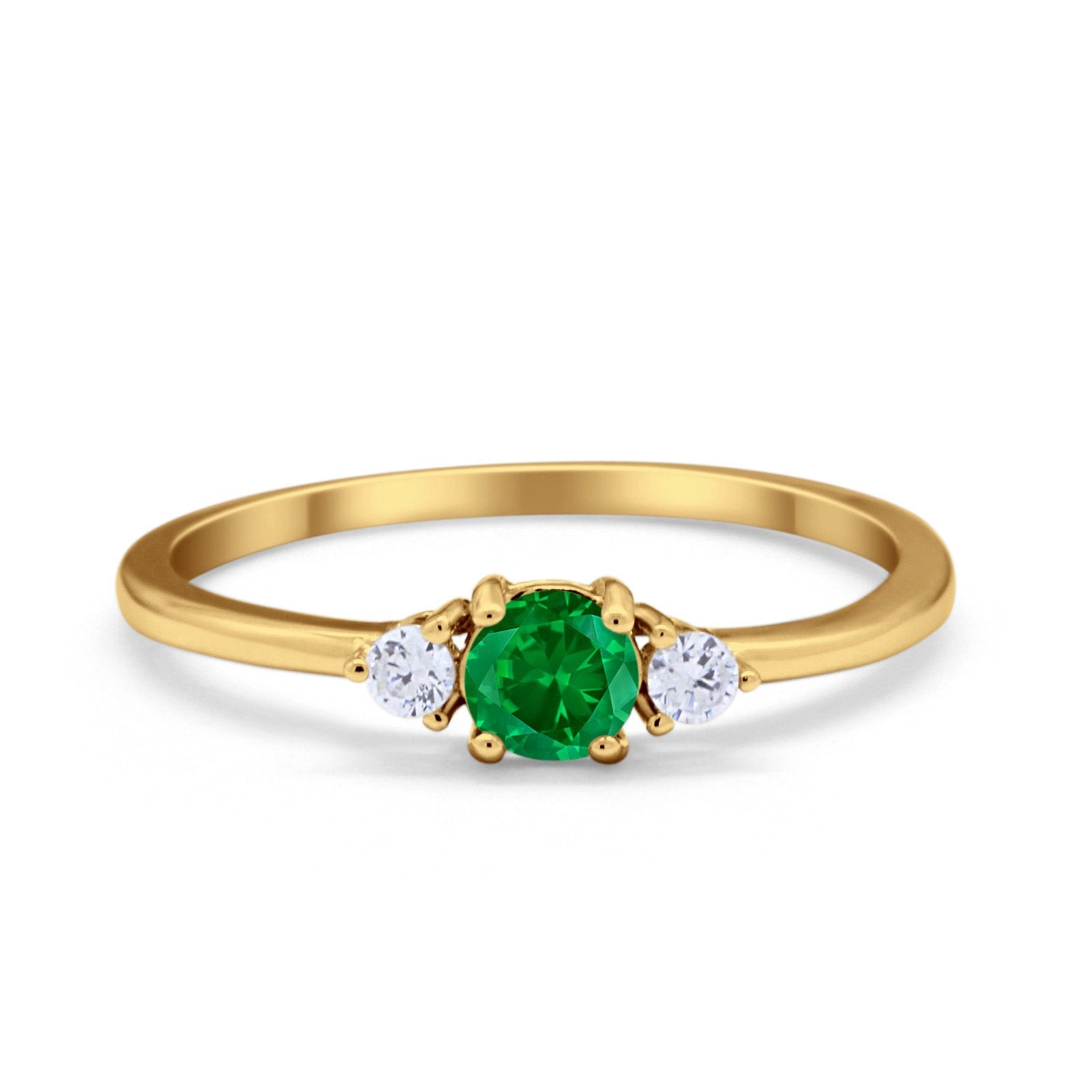 Three Stone Engagement Ring Round Simulated Cubic Zirconia 925 Sterling Silver