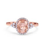 Halo Art Deco Oval Engagement Ring Simulated Cubic Zirconia 925 Sterling Silver