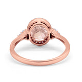 Halo Art Deco Oval Engagement Ring Simulated Cubic Zirconia 925 Sterling Silver